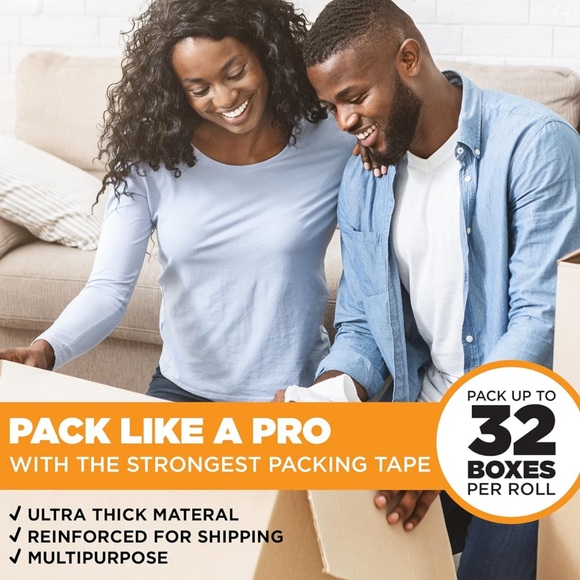 (6) Clear Packing Tape - HEAVY DUTY 2.7 mil thickness 60 Yards Per Roll 2” wide - Picture 2 of 4